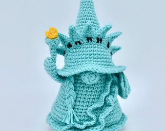 Statue of Liberty Gnome Crochet Pattern, Independence Day Gnome, Fourth of July Gnome, Crochet Gnome Pattern,  Lady Liberty Gnome