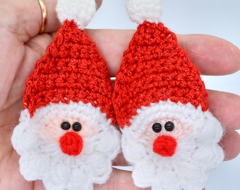 Santa Crochet Pattern, Crochet Christmas Decor, Crochet Christmas Santa Applique, Father Christmas Crochet Ornament, Santa Keychain