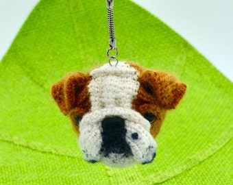 English Bulldog Keyring Crochet PATTERN, Bulldog Keychain Charm PATTERN, Amigurumi Dog Keychain PATTERN, Crochet Dog Xmas Tree Decor.