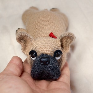 French Bulldog Puppy Crochet Pattern, Crochet Dog Pattern, Crochet Frenchie Dog Pattern, Crochet Lying Down Dog Pattern