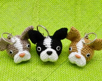 Boston Terrier Crochet Keychain Pattern: Black Dog Keyring (PDF Pattern)