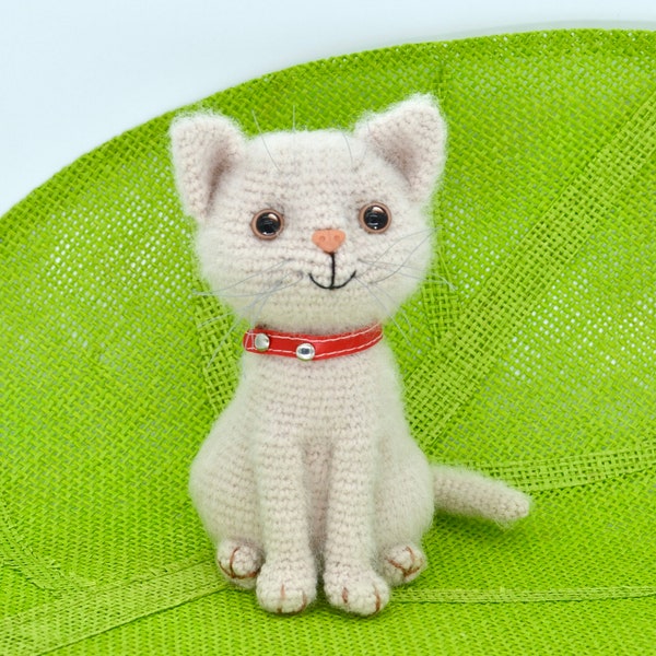 Patrón de gato en crochet, patrón de gato amigurumi, patrón de gato en crochet crema, patrón de gatito en crochet