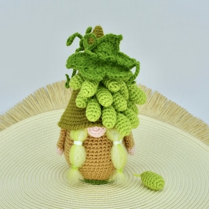 Crochet Gnome, Grapes Gnome Crochet Pattern, Crochet Gnome Doll, Amigurumi Gnome Doll, Garden Gnome, Crochet Grapes, Crochet Food