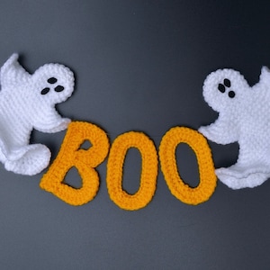 Crochet Ghosts Garland, Amigurumi Halloween Bunting, Wall Hanging Halloween Crochet Pattern, Nursery Decor, Boo Ghosts Garland
