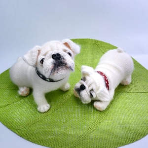 Bouledogue anglais Crochet Pattern, White Bulldog Adult et Puppy Dog Amigurumi Pattern, Crochet Dog Pattern, Crochet Bulldog Pattern