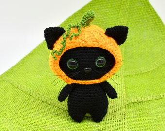 Crochet Halloween Cat Pattern, Crochet Cat Amigurumi Pattern, Crochet Black Cat Pattern, Crochet Pumpkin, Halloween Kitten