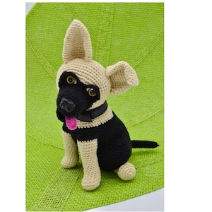 Schema all'uncinetto per cane pastore tedesco, schema all'uncinetto per cane amigurumi.