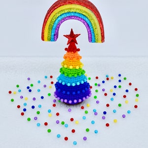 Crochet Christmas Tree Pattern, Crochet Christmas Rainbow Tree Ornament Pattern, Christmas Decoration Tree Pattern image 1