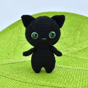 Motif de crochet de chat noir, motif d'Amigurumi de chat d'Halloween au Crochet, motif de chaton noir au Crochet