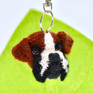 Boxer Keychain Crochet PATTERN, Crochet Boxer Dog, Amigurumi Crochet Dog PATTERN, Crochet Boxer Xmas Tree Decor.