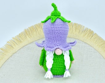 Crochet Gnome, Bellflower Gnome Crochet Pattern, Crochet Flower, Amigurumi Gnome Doll, Garden Campanula Gnome, Bluebell Gnome