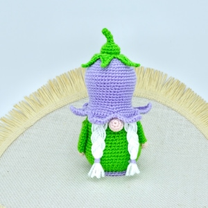 Crochet Gnome, Bellflower Gnome Crochet Pattern, Crochet Flower, Amigurumi Gnome Doll, Garden Campanula Gnome, Bluebell Gnome