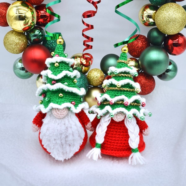 Gnome Crochet Pattern, Scandinavian Gonk Couple Crochet Pattern, Christmas Tree Hat Crochet Pattern, Crochet Gnomes Couple