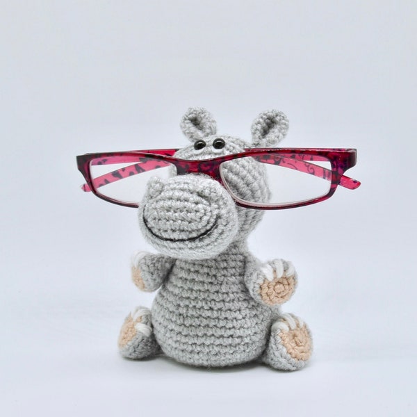 Crochet Hippo Pattern, Crochet  Amigurumi Spectacles Hippo Holder Pattern, Crochet Eyeglasses Holder Pattern