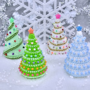 Crochet Christmas Tree Pattern, Crochet Christmas Tree Ornament Pattern, Colourful Christmas Tree Pattern image 1