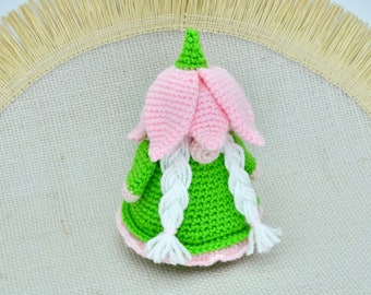 Crochet Gnome, Crochet Tulip Gnome Pattern, Crochet Flower, Amigurumi Gnome Doll, Garden Gnome