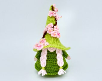 Sakura Zwergen-Häkelanleitung, Frühlingsmütze mit Blumenmuster (PDF-Muster)