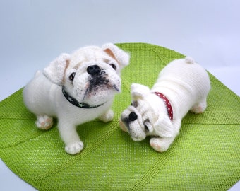 English Bulldog Crochet Pattern, White Bulldog Adult and Puppy Dog Amigurumi Pattern, Crochet Dog Pattern, Crochet Bulldog Pattern