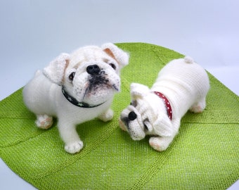 Patrón de ganchillo Bulldog Inglés, Patrón de Amigurumi de perro adulto y cachorro de Bulldog blanco, Patrón de perro de ganchillo, Patrón de Bulldog de ganchillo