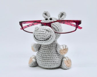 Crochet Hippo Pattern, Crochet  Amigurumi Spectacles Hippo Holder Pattern, Crochet Eyeglasses Holder Pattern