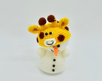 Crochet Snowman Pattern, Crochet Snowman Amigurumi Pattern, Crochet Giraffe Hat Amigurumi  Pattern, Crochet Snowman in Hat