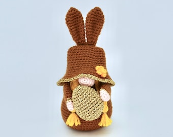 Crochet Gnome Pattern, Crochet Amigurumi Chocolate Bunny Gnome Pattern, Crochet Gnome Easter Bunny