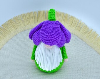 Crochet Gnome, Crochet Crocus Gnome Pattern, Crochet Crocus Flower, Amigurumi Gnome Doll, Garden Gnome