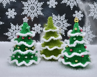 Motivo per albero di Natale all'uncinetto, motivo per ornamento per albero di Natale all'uncinetto, motivo per albero di Natale con rami bianchi