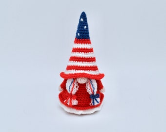 Independence Day Gnome Crochet Pattern PDF, Fourth of July Gnome, Crochet Gnome Pattern