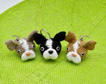 Boston Terrier Crochet Keychain Pattern: Black Dog Keyring (PDF Pattern)