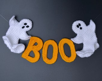 Crochet Ghosts Garland, Amigurumi Halloween Bunting, Wall Hanging Halloween Crochet Pattern, Nursery Decor, Boo Ghosts Garland