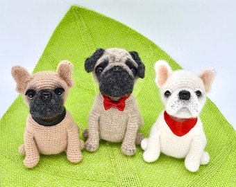 French Bulldog Crochet Pattern, Pug Dog CrochetPattern, Crochet Puppy Dog Pattern