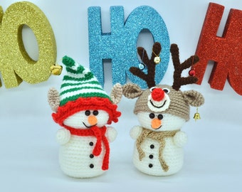 Crochet Snowman Pattern, Crochet Christmas Pattern, Crochet Amigurumi  Christmas Pattern, Reindeer Crochet Pattern, Elf Crochet Pattern