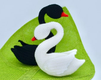 Swan, Crochet Swans Couple Pattern, Crochet  Amigurumi  Pattern, Crochet Animal Pattern, Black and White Swan Couple.