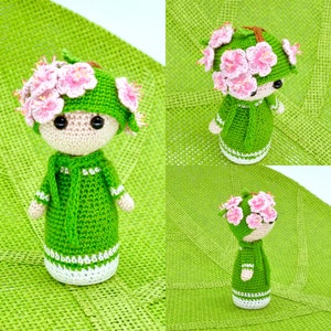 Crochet Doll Pattern, Cherry Blossom Amigurumi Doll Pattern, Flower Doll Sakura Scarlet