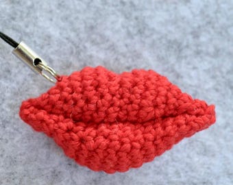 Crochet Lips Keychain  PATTERN, Amigurumi Crochet Red Lips PATTERN, Hot Red Lips Charm, Red Lips Keyring Crochet Pattern, Valentines