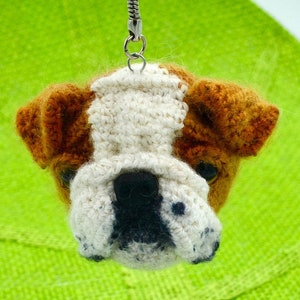English Bulldog Keyring Crochet Pattern, Bulldog Keychain Charm PATTERN, Amigurumi Dog Keychain PATTERN, Crochet Dog Xmas Tree Decor.