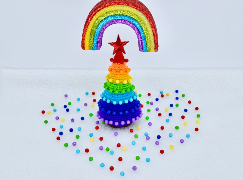 Crochet Christmas Tree Pattern, Crochet Christmas Rainbow Tree Ornament Pattern, Christmas Decoration Tree Pattern image 1