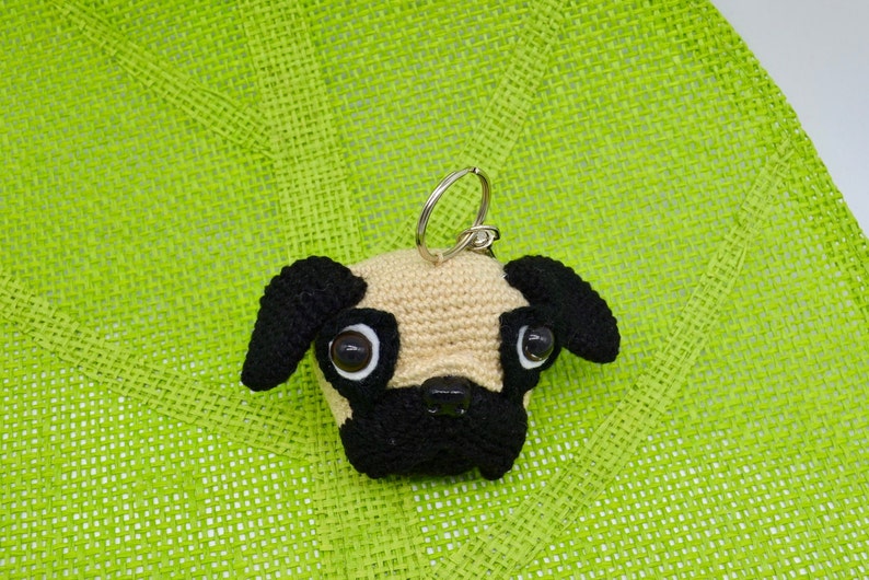 Pug Crochet Keychain Amigurumi Pattern Crochet Dog Keychain Etsy