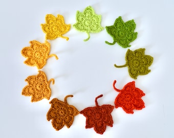 Fall Autumn Garland, Maple Leaves Bunting, Wall Hanging Crochet Maple Pattern