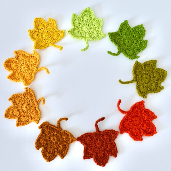 Fall Autumn Garland, Maple Leaves Bunting, Wall Hanging Crochet Maple Pattern