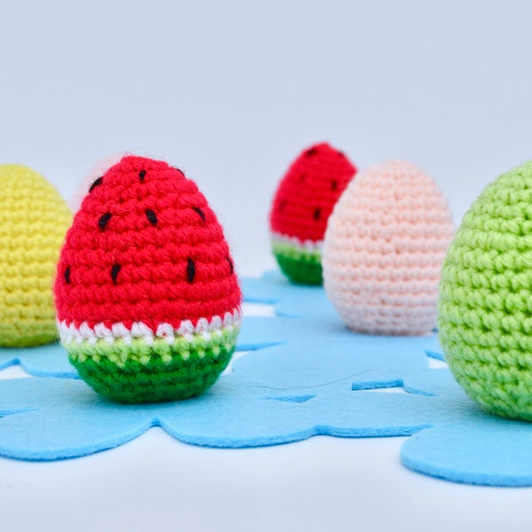 Crochet Easter Watermelon Egg Pattern, Spring Easter Eggs, Easter Crochet Pattern, Crochet Easter Eggs for Garland