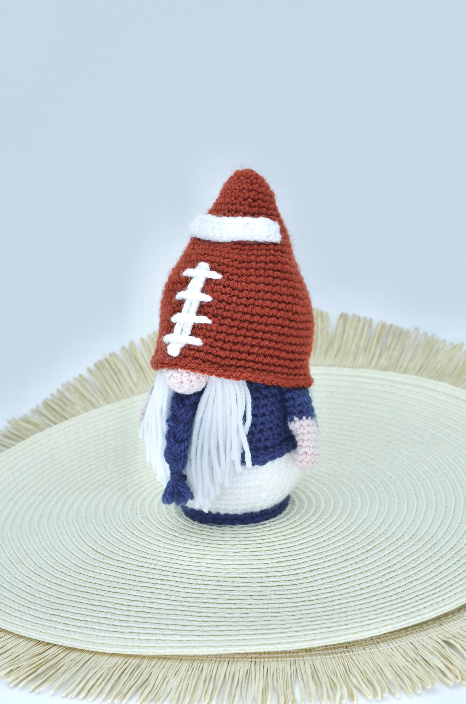 10 Football Crochet Patterns for Game Day Gifts, Decor, and Amigurumi Fans 10 Crochet Gnome American Football Gnome Crochet
