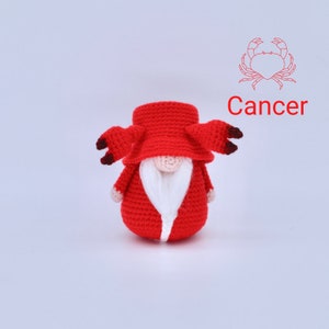 Crochet Cancer Sign, Astrological Sign, Zodiac Sign Gnome Crochet Pattern, Crochet Cancer Gnome Pattern