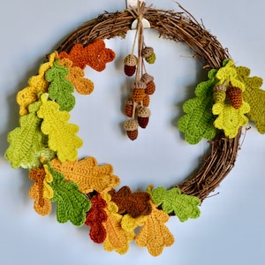Gehäkelte Herbst Blätter, Herbst Blätter Girlande, Wandbehang Herbst Häkelmuster, Herbst Dekor
