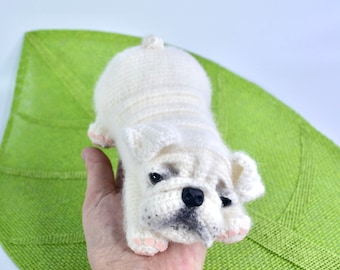 Patrón de Ganchillo Bulldog Inglés, Patrón Amigurumi de Perro Bulldog Cachorro, Patrón de Perro de Ganchillo, Patrón Bulldog de Ganchillo