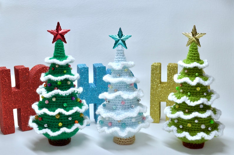 Crochet Christmas Tree Pattern, Crochet Amigurumi Christmas Tree Ornament Pattern image 2