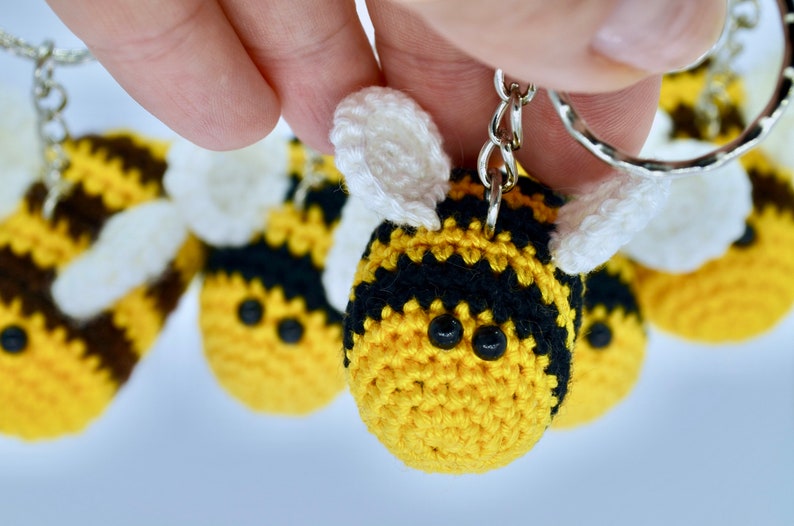 Bee Crochet Pattern, Bee Keychain Crochet Pattern, Bee Keyring, Bee ...