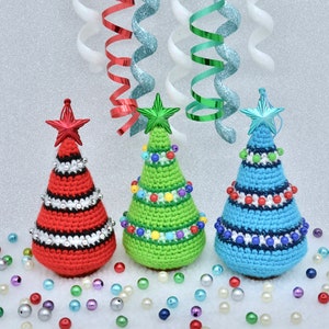 Crochet Christmas Tree Pattern, Crochet Amigurumi  Christmas Tree Ornament Pattern, Colourful Tree Pattern
