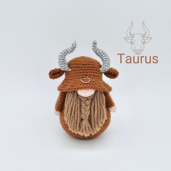 Crochet Taurus Sign, Astrological Sign, Zodiac Sign Gnome Crochet Pattern, Crochet Taurus Gnome Pattern
